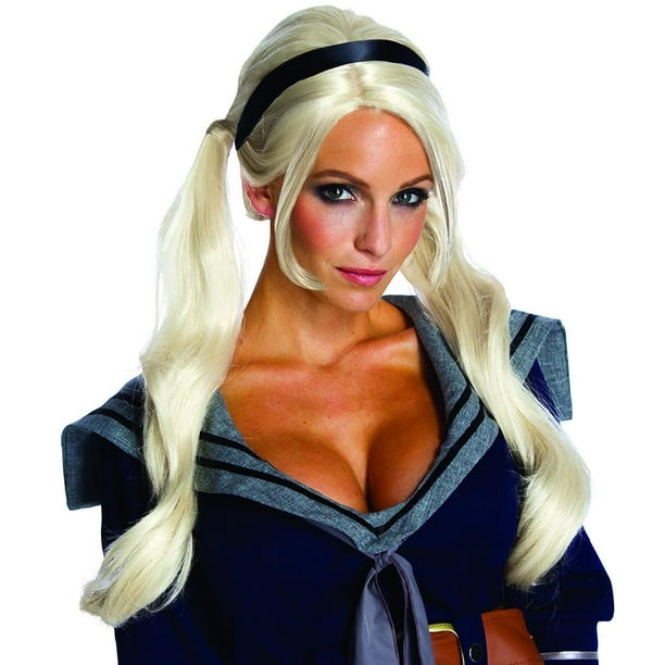 Babydoll Costume Wig Womens Long Blonde Pigtails Sucker Punch Cosplay